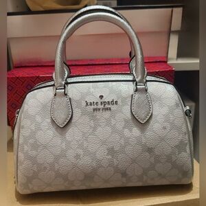 Kate Spade Small Dolly Duffle | Platinum Grey Flower Print | NWT